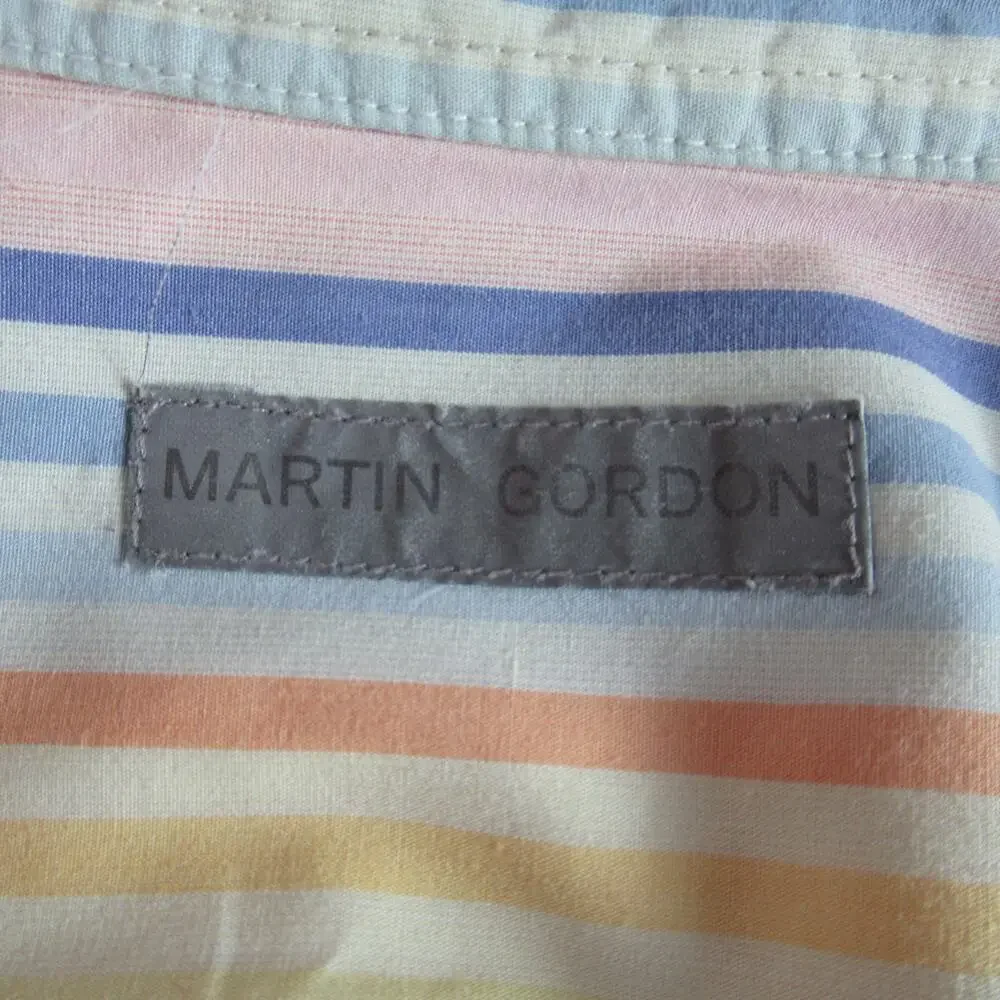 Vintage Martin Gordon Shirt Mens XL Multicolor Striped Button Up Retro Preppy